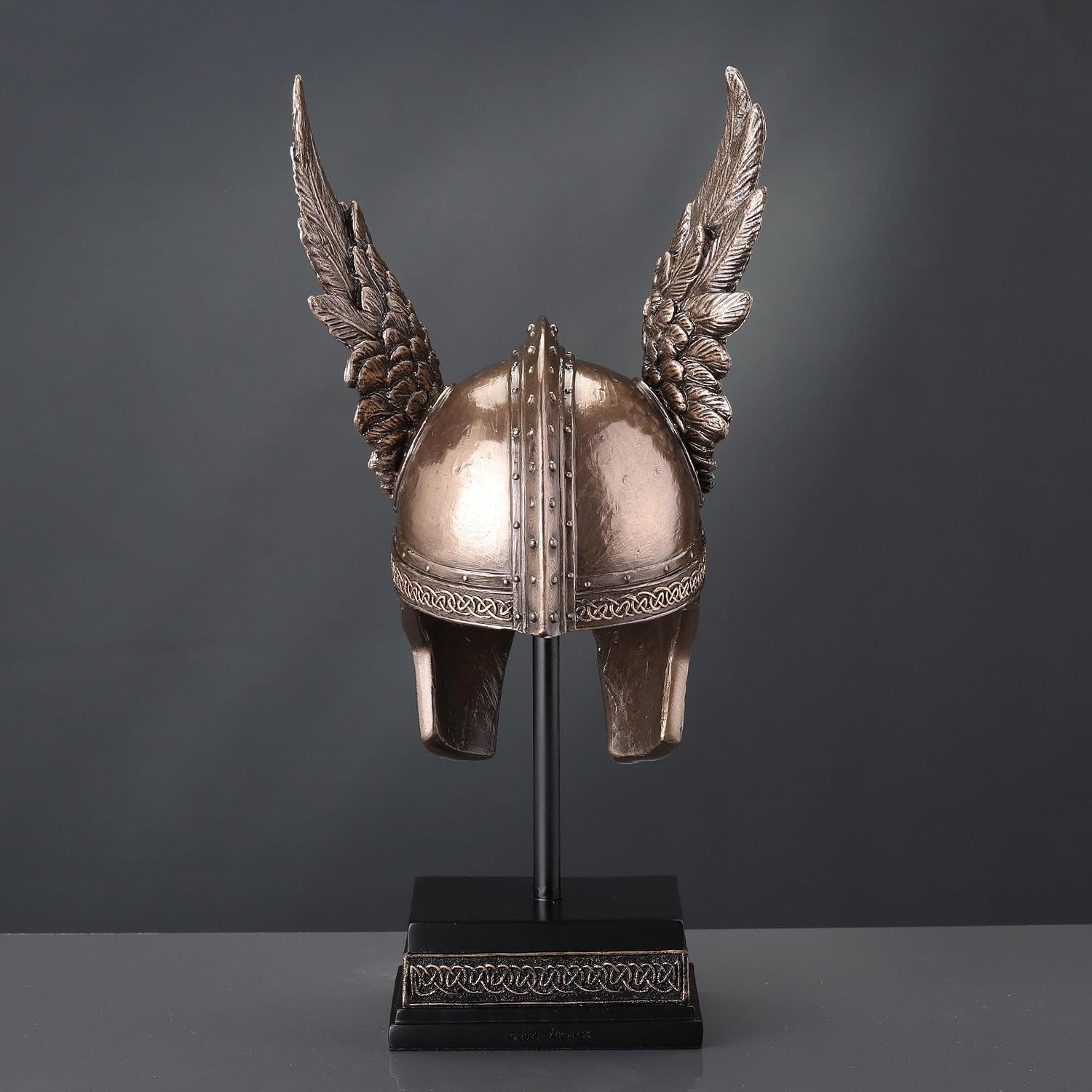 9 1/2 Inch Norse Winged Helmet of Odin Cold Cast Resin Brozne Finish Sculpture Viking Home Decor Collectibles