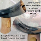 5X Viking Drinking Horn Cups 9" -15" | Viking Gift for Men 100% Natural Norse 10-14 Oz Goblet Ale Mead Beer Mug Wine with Stand (Large (9"-11"))