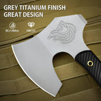 12.2" Tactical Tomahawk Viking Axe with Leather Sheath G10 Handle | Heavy Duty Full Tang Viking Axe with 4.3" Titanium Coated Blade, Viking Bearded Tomahawk Hatchet for Outdoor Survival Camping