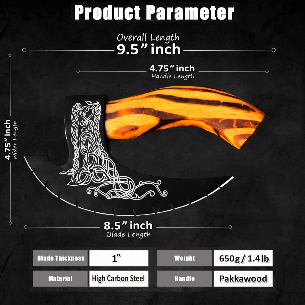 Pizza Cutter Axe Handmade Viking Pizza Axe Kitchen Tool Medieval Slicing Pizza Cutter with Sheath | Hunting & Camping Viking Axe | Viking Gifts for Men (Pzaxe-392)