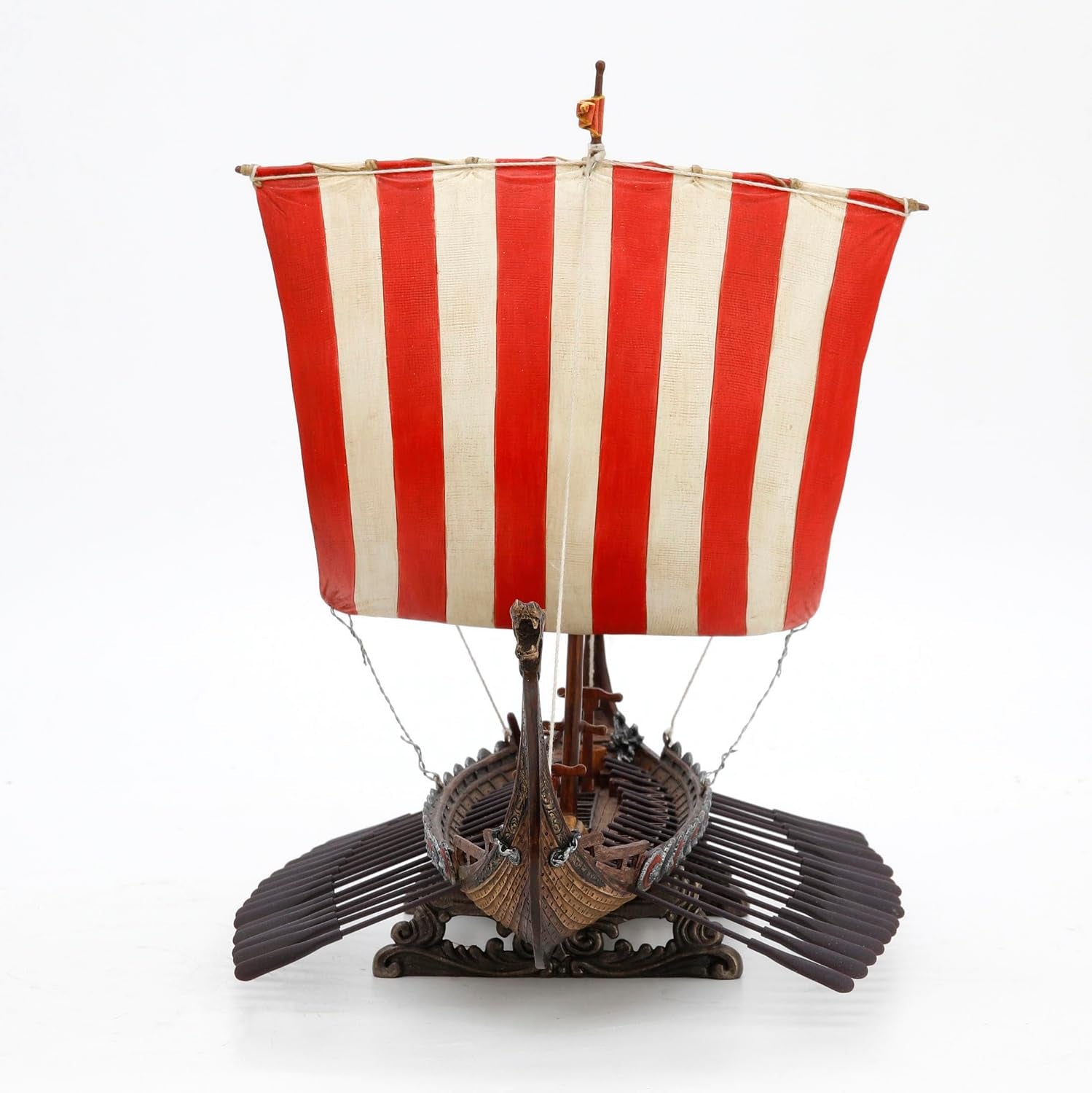 13 Inch Viking Longship with Red and White Sail Home Decor Statue