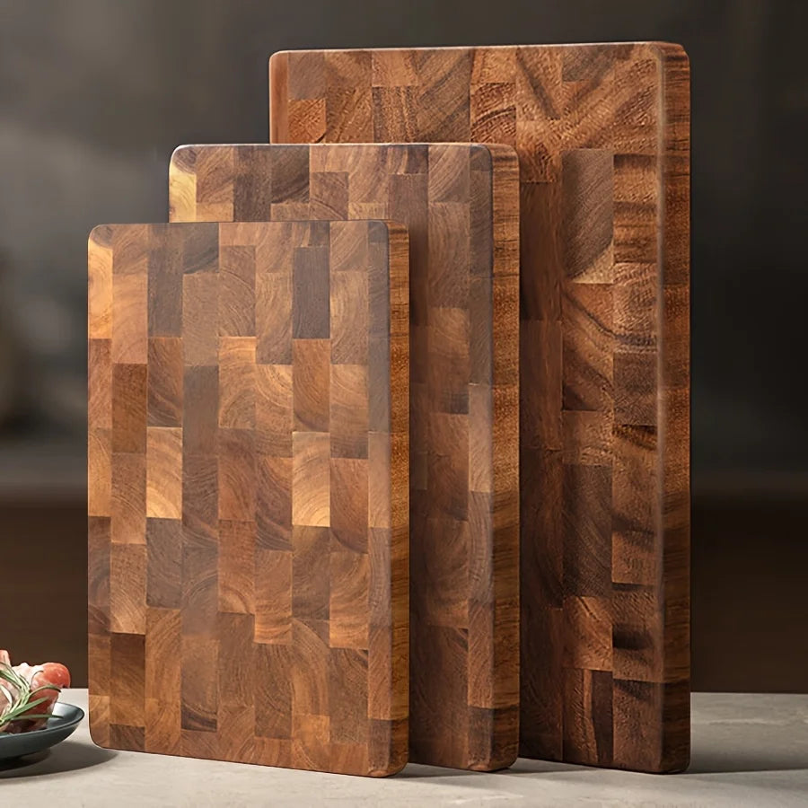 1Pc Large Wood Board - Heavy-Duty Wood Grain Chopping Board, Large Leaf Camellia Tree Wood for Meat, Cheese, Vegetables, Bread