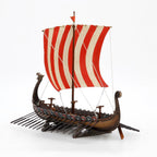 13 Inch Viking Longship with Red and White Sail Home Decor Statue