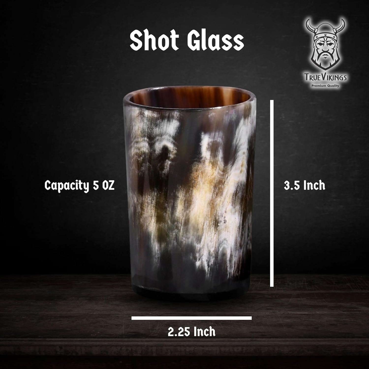 Drinking Horn Cup Set of 6 – Unique Viking Gifts for Men, Dad, Husband – Natural Ox Horn Shot Glasses with Thor Bottle Opener & Metal Caddy – Leak-Proof – for Beer, Ale, Mead (5 Oz/Glass)