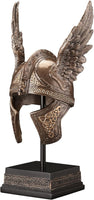9 1/2 Inch Norse Winged Helmet of Odin Cold Cast Resin Brozne Finish Sculpture Viking Home Decor Collectibles
