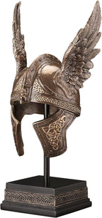 9 1/2 Inch Norse Winged Helmet of Odin Cold Cast Resin Brozne Finish Sculpture Viking Home Decor Collectibles