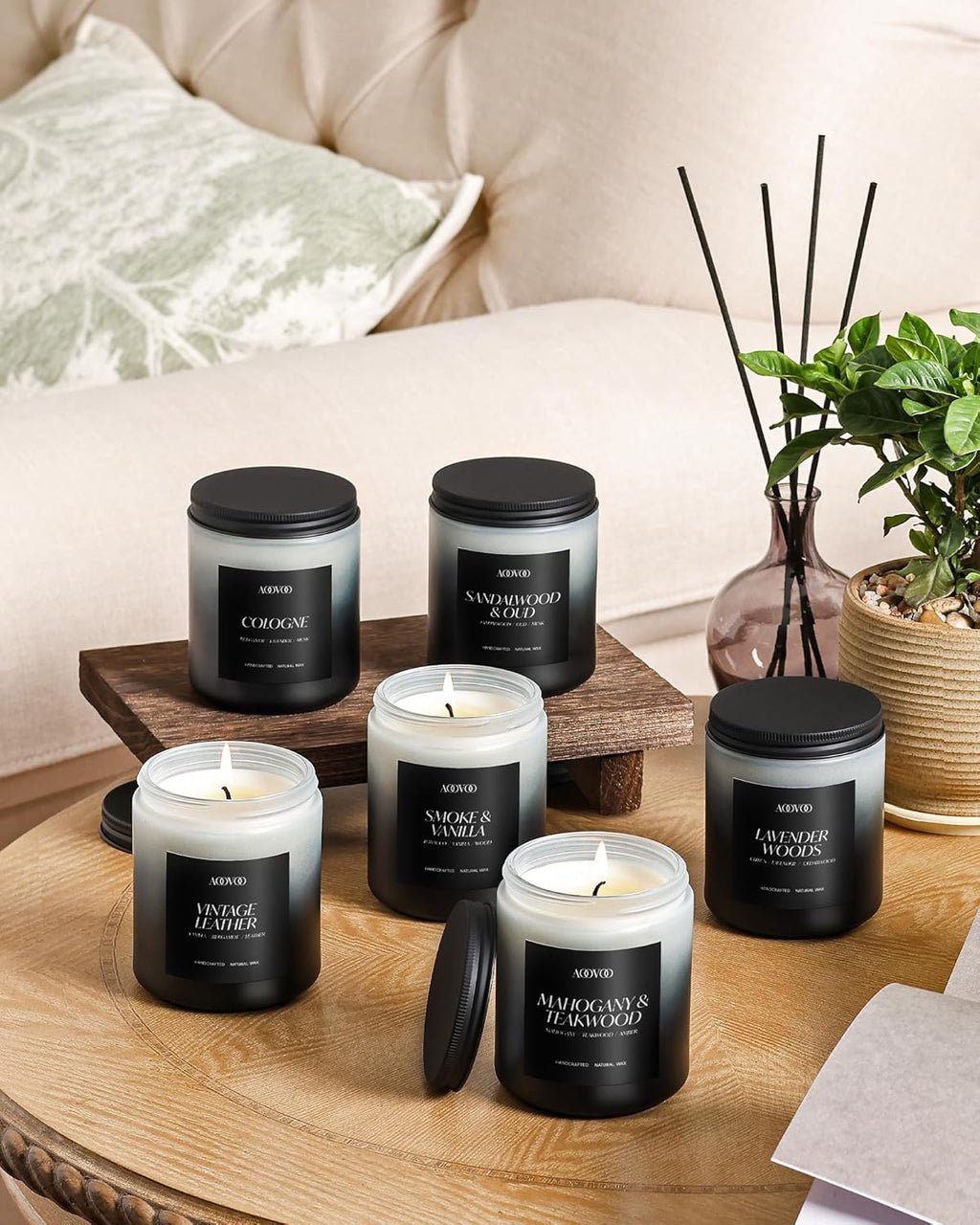 Scented Candles Set - 6 Pack Men Candles for Home Scented | 42 Oz Soy Wax, 300 Hour Long Lasting Candle, Aromatherapy Candle Birthday, Christmas, Valentine, Gift Set for Men