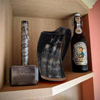 Horn Mug Beer Mug for Men, Ale Horn Mugs for Christmas Gift (L - 16 Oz, Eternal | Natural Finish)