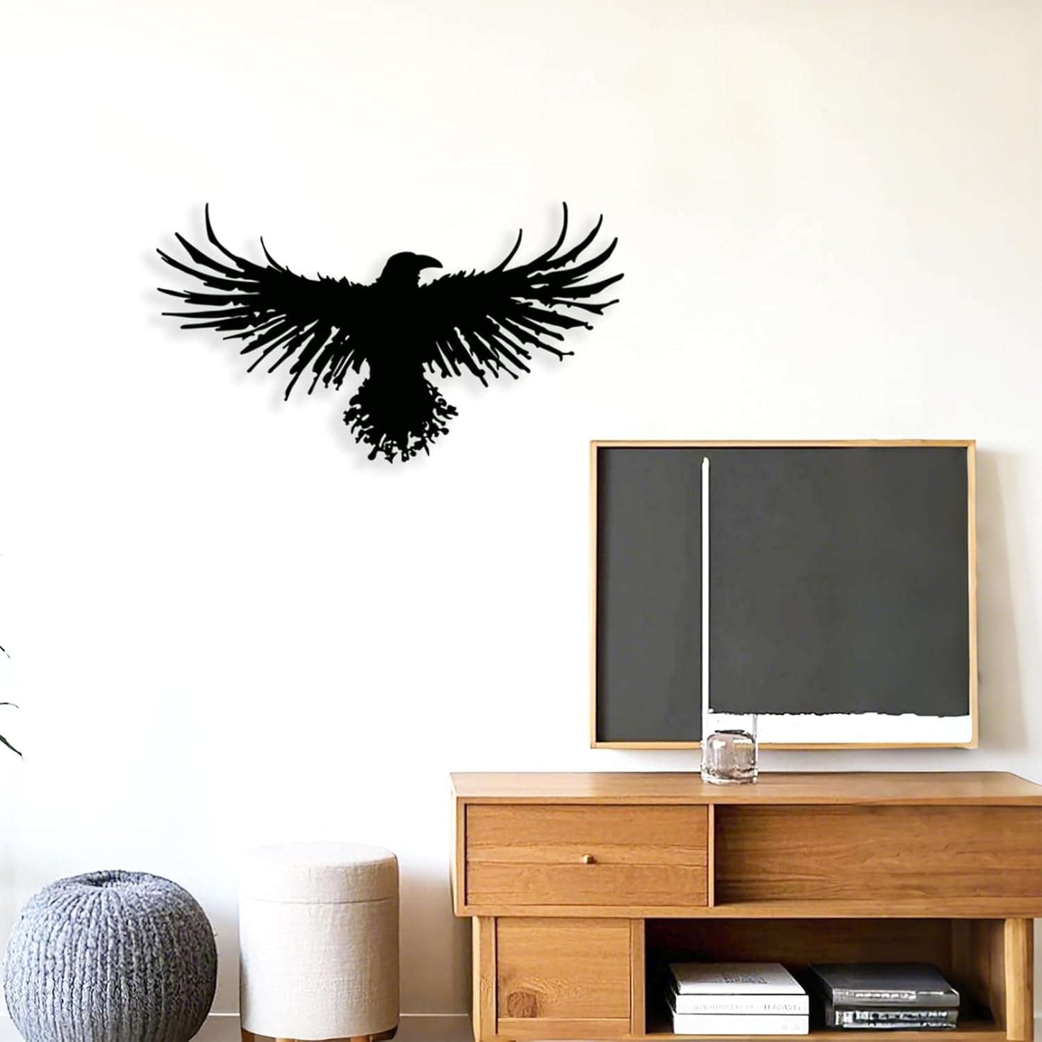 Metal Viking Raven Wall Art Norse Mythology Crow Wall Decor with Gothic Metal Wall Sculpture Suitable for Living Room Bedroom Indoor Outdoor Garden Home