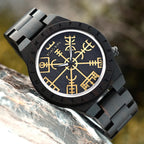 Viking Vegvisir Man'S Wooden Watches Vintage Watch for Men Wood Clock