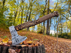 Hand Forged Viking Axe – Carbon Steel Blade with Ash Wood Handle and Leather Sheath, Camping, Hunting, Outdoor Hatchet Valhalla Ax, Medieval Axe, Authentic Norse Axe, Historical Gift for Men