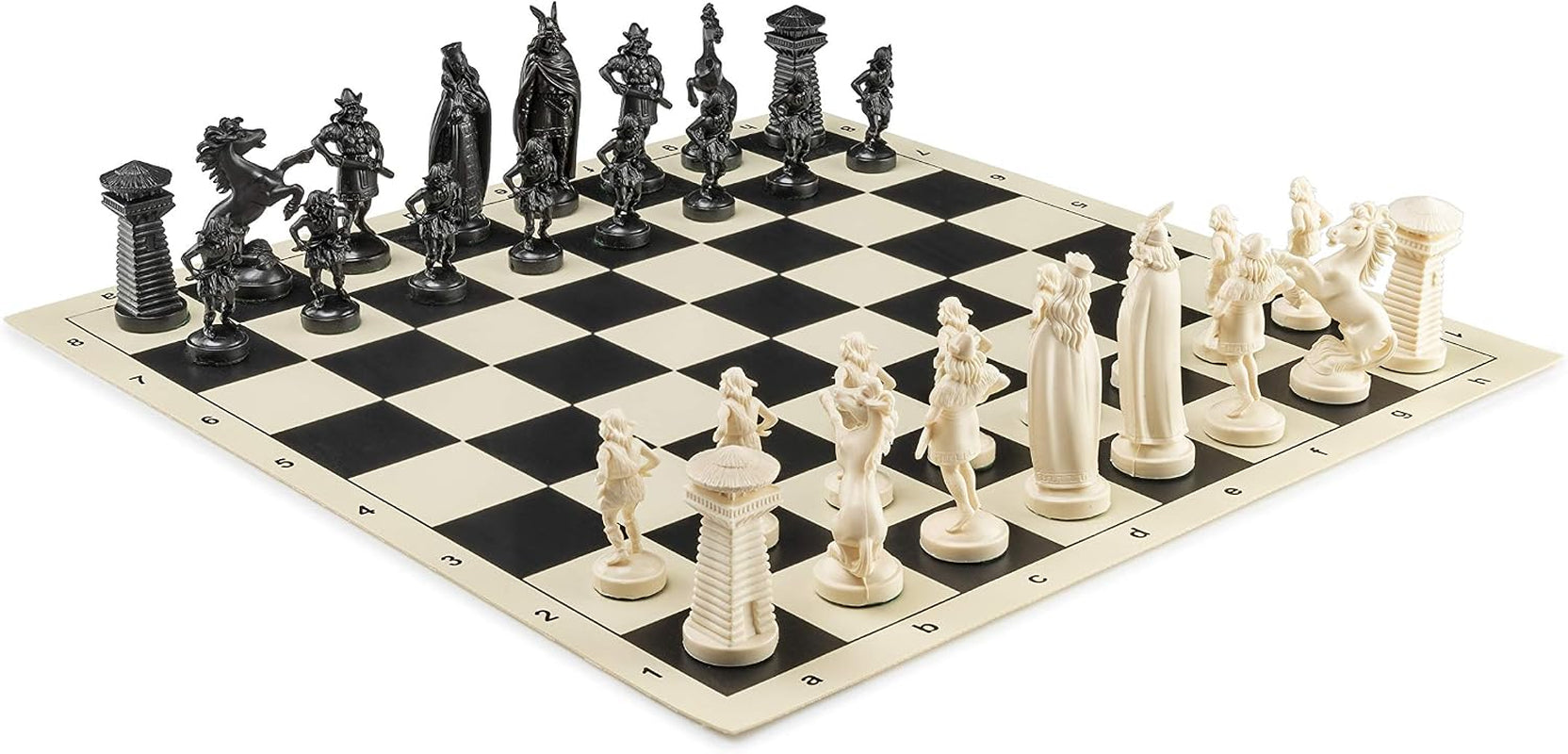 Viking Chess Set - Chess Board B/W- Size 17,3" + Viking Chess Pieces 3,75" B/W