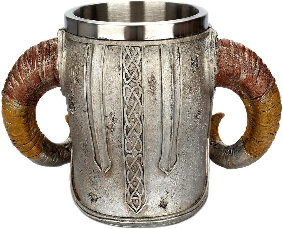 Stainless Steel Skull Mug Viking Drinking Cup Skeleton Resin Beer Stein Tankard Coffee Mug Tea Cup Halloween Bar Drinkware Gift