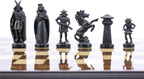 Viking Chess Set - Chess Board B/W- Size 17,3" + Viking Chess Pieces 3,75" B/W