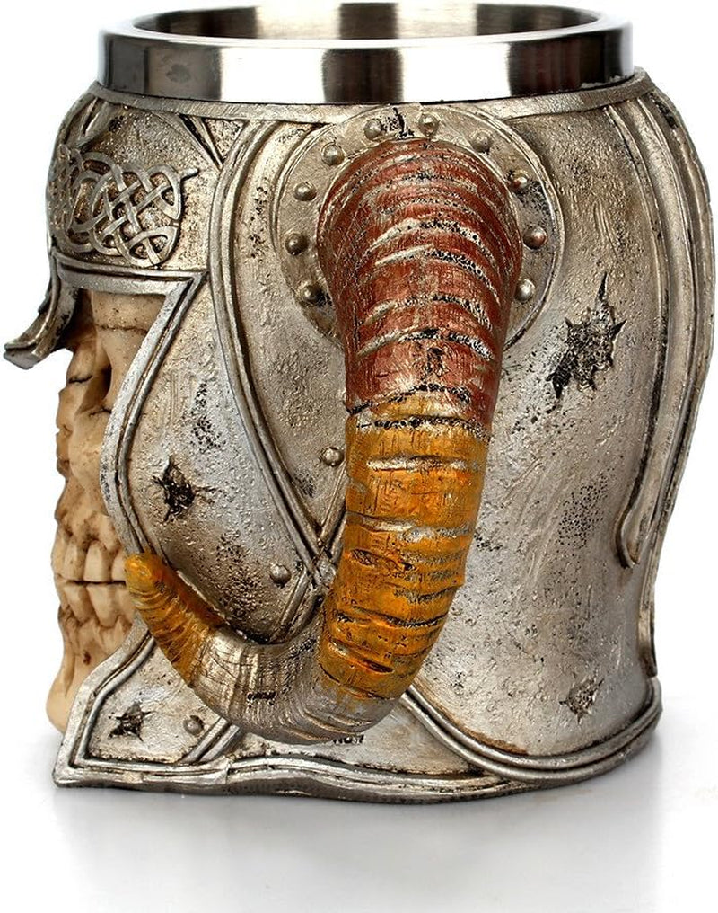 Stainless Steel Skull Mug Viking Drinking Cup Skeleton Resin Beer Stein Tankard Coffee Mug Tea Cup Halloween Bar Drinkware Gift