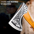 13" Valkyrie Viking Axe, Handmade Viking Hatchet W/Leather Sheath | High Carbon 1055 Steel Blade, Premium Viking Axes Design for Camping Bushcraft Hatchet, Collection Gift for Men Women