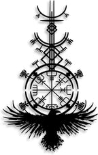 Gothic Raven Viking Metal Wall Decor - Nordic Style Room Decor Black Wall Art Home Decor for Living Room, Bedroom, Dining Room (Black)