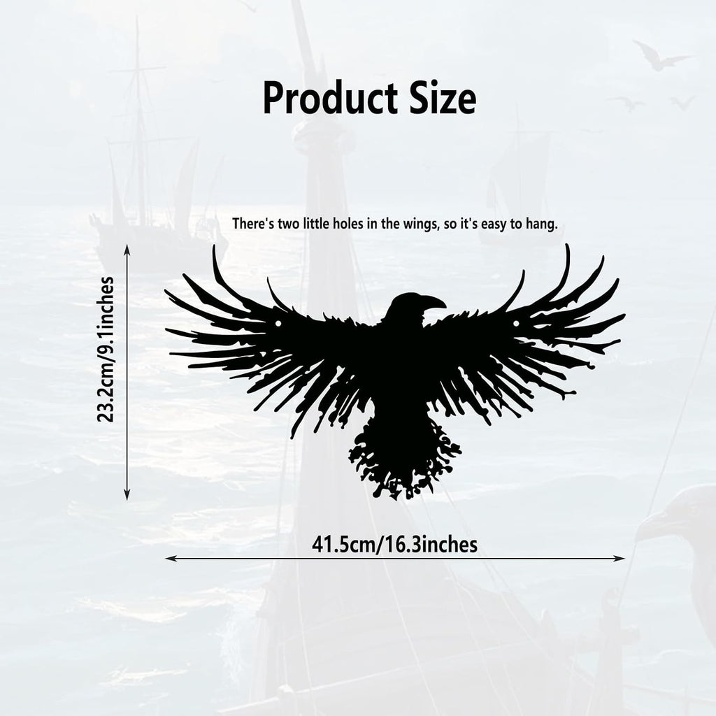 Metal Viking Raven Wall Art Norse Mythology Crow Wall Decor with Gothic Metal Wall Sculpture Suitable for Living Room Bedroom Indoor Outdoor Garden Home