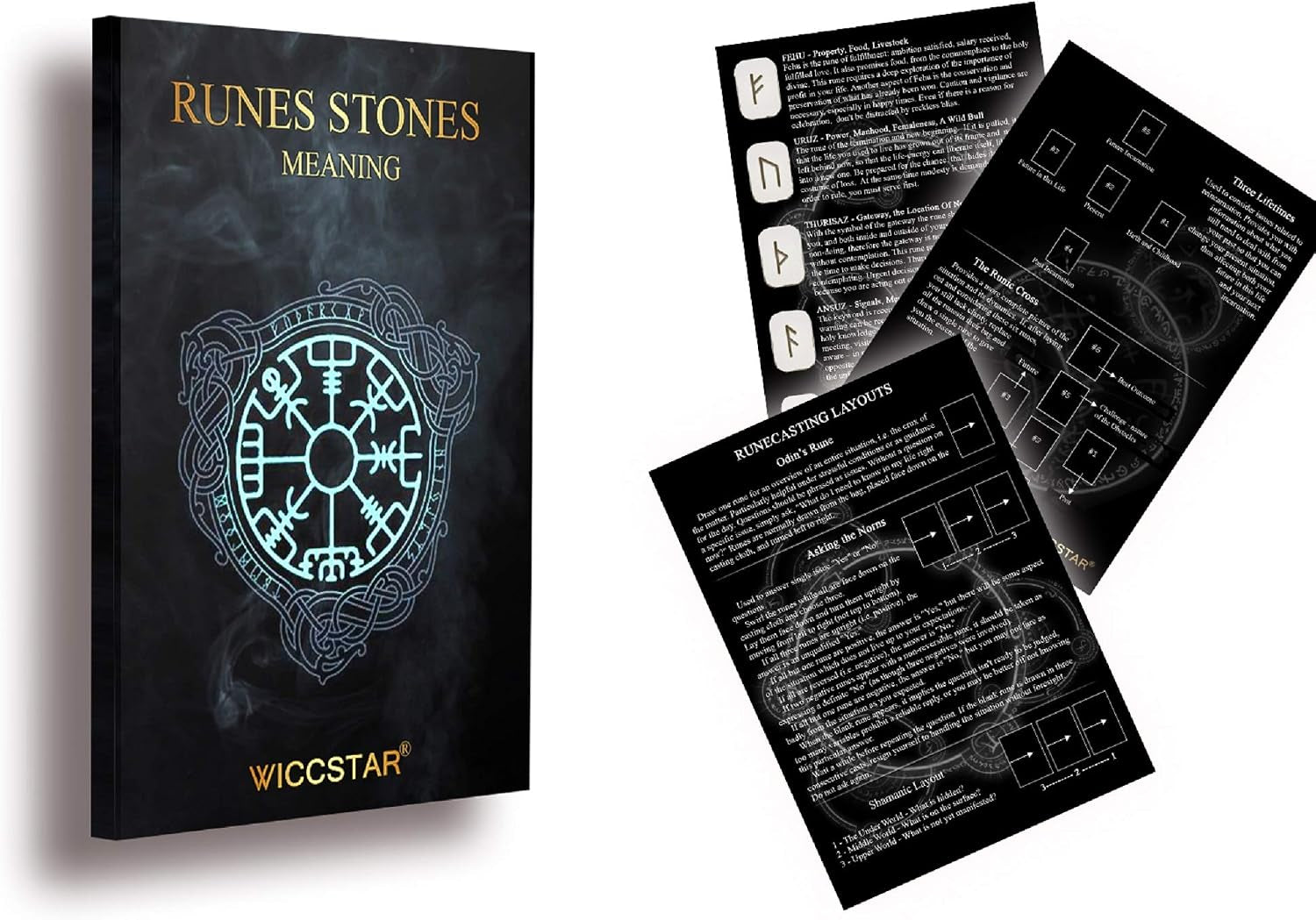 Rune Stones Set with Manual for Beginners and 5 Layouts. Viking Nordic Runes