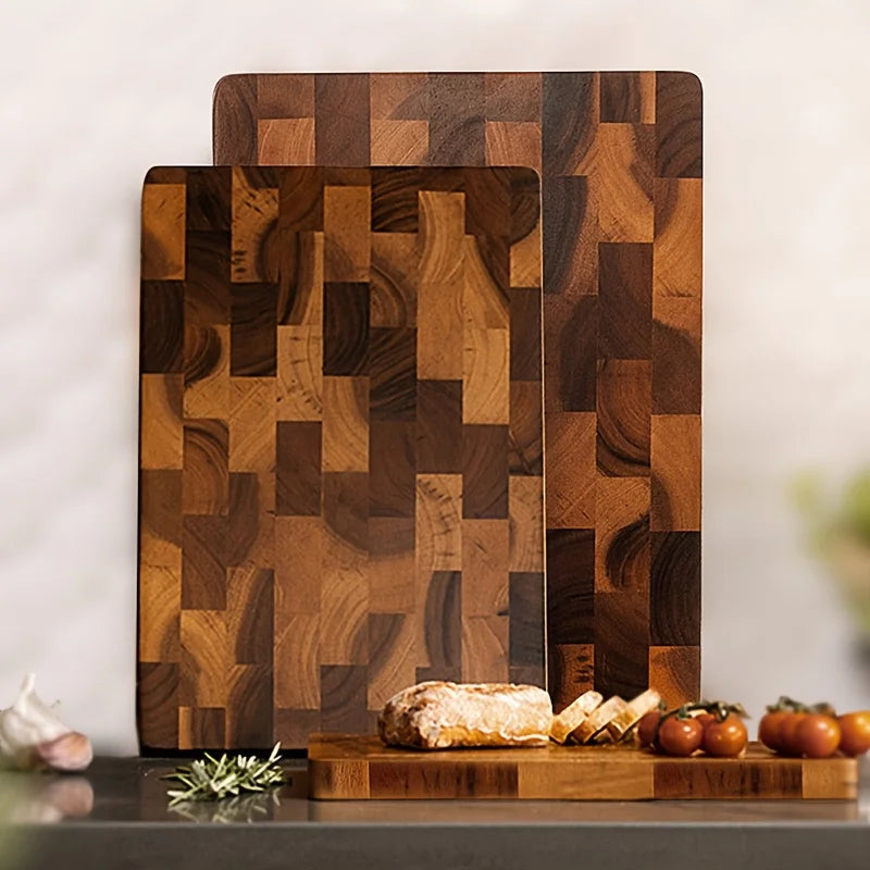 1Pc Large Wood Board - Heavy-Duty Wood Grain Chopping Board, Large Leaf Camellia Tree Wood for Meat, Cheese, Vegetables, Bread