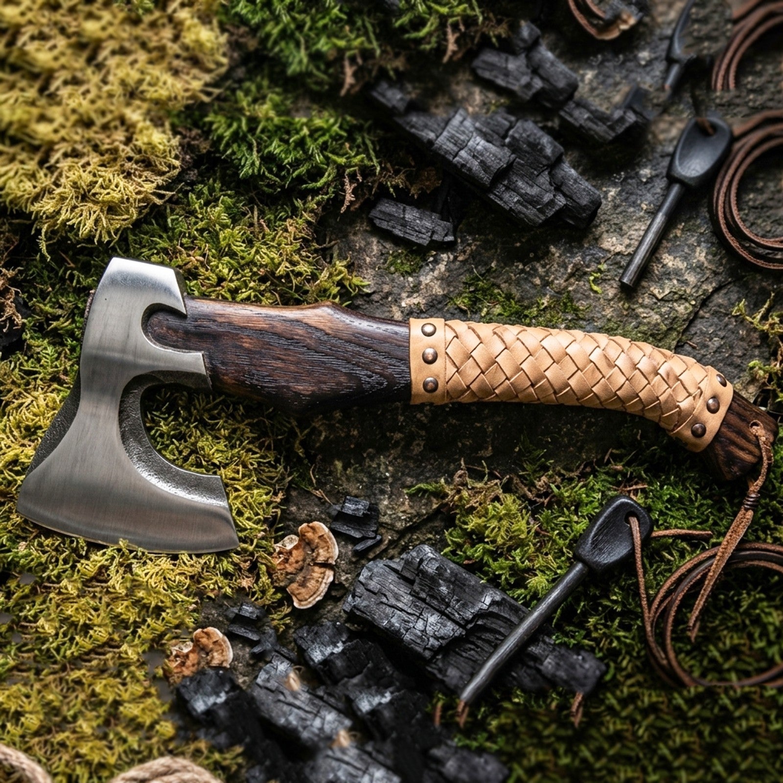 Handmade Viking Axe 18 Carbon Steel Plain Blade Hatchet Wood Handle with Sheath