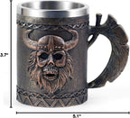 Viking Axe Mug, Stainless Steel Horn Beer Cup, Viking Warrior Skull Cup Tankard, Drinking Cup Coffee Beer Steins,Medieval Skull Drinkware Mug for Coffee/Beverage/Juice17Oz Gift for Men