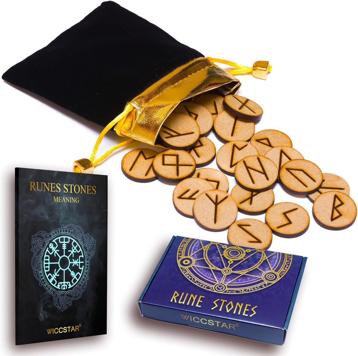Rune Stones Set with Manual for Beginners and 5 Layouts. Viking Nordic Runes