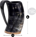 Horn Mug Beer Mug for Men, Ale Horn Mugs for Christmas Gift (L - 16 Oz, Eternal | Natural Finish)