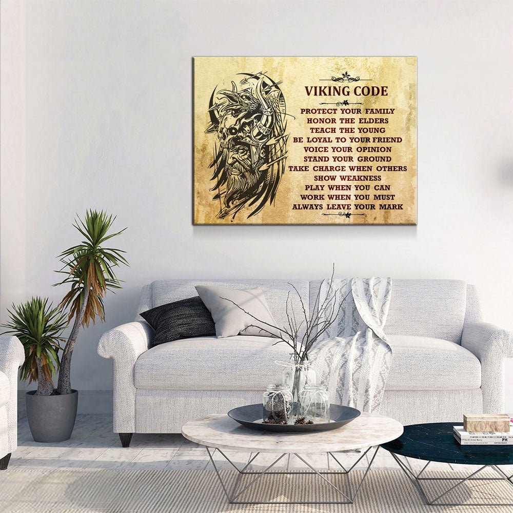 Viking Code Canvas Wall Art, Nordic Decor